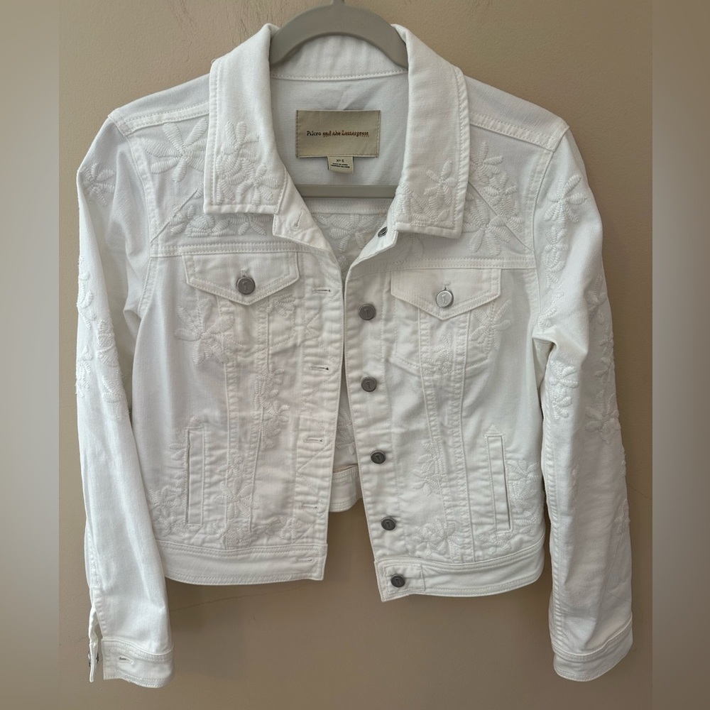 Anthropologie White Embroidered Jacket